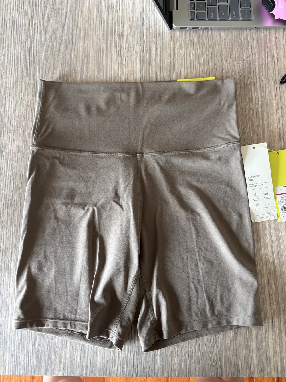 NWT All In Motion Everyday Soft Ultra High Rise Bike Shorts Brown Medium